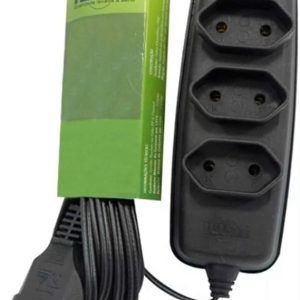 Extensão c/ cabo PP 3 VIAS 10A 3M 250V preta - Ilumi