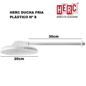 CHUVEIRO 8” BRANCO GRANDE 1/2 SEM REGISTRO HERC